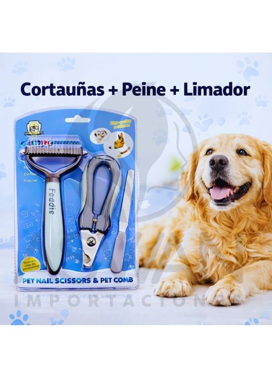 UN KIT DESMOTADOR CORTAUÑAS + PEINE + LIMADOR - 3