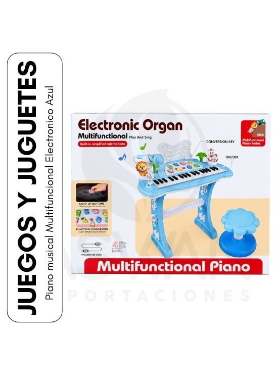 PIANO MUSICAL MULTIFUNCIONAL ELECTRONICO AZUL - 1