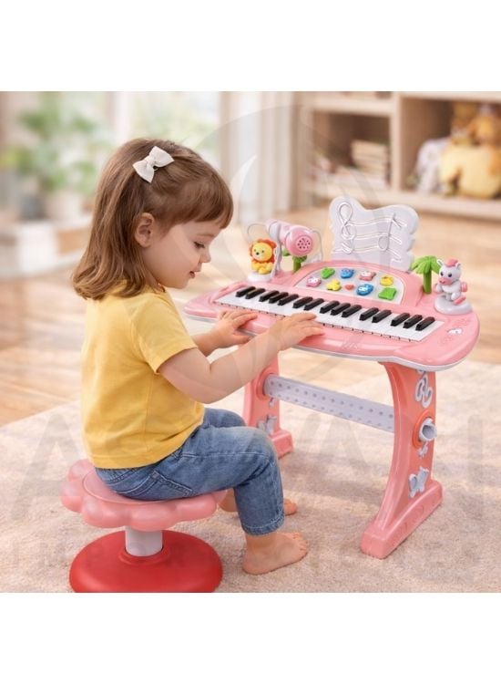 PIANO MUSICAL MULTIFUNCIONAL ELECTRONICO ROSA - 3