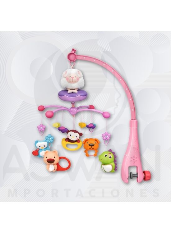 JUEGO MÓVIL CUNA ROSADO OVEJA PARA BEBES - 2
