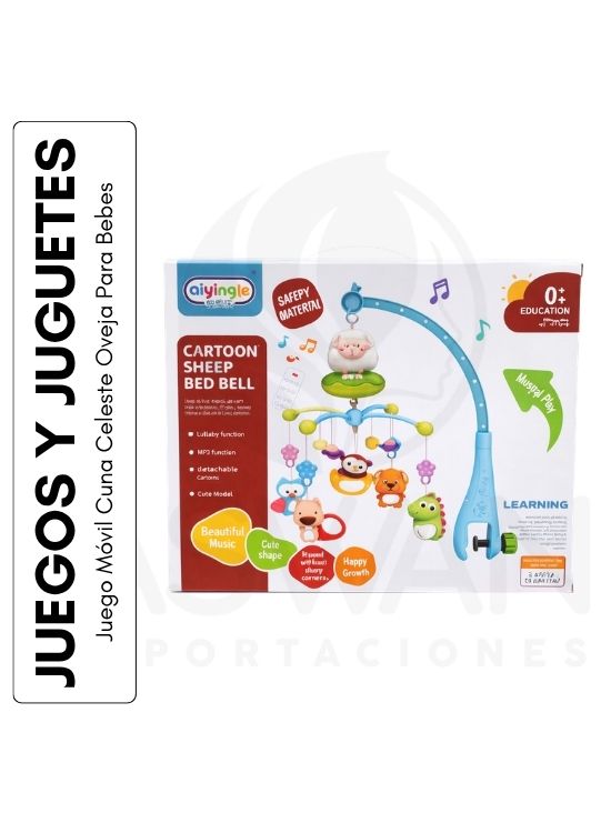 JUEGO MÓVIL CUNA CELESTE OVEJA PARA BEBES - 1