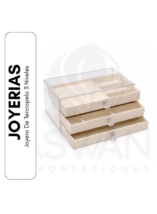 JOYERO DE TERCIOPELO 3 NIVELES - 1