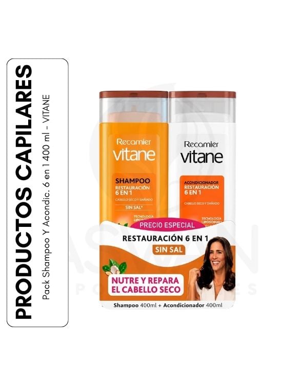 PACK SHAMPOO Y ACONDIC. 6 EN 1 400 ML - VITANE - 1