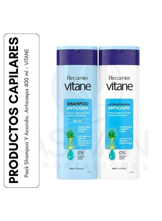 PACK SHAMPOO Y ACONDIC. ANTICASPA 400 ML - VITANE - 1