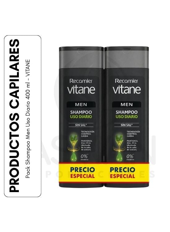 PACK SHAMPOO MEN USO DIARIO 400 ML - VITANE - 1