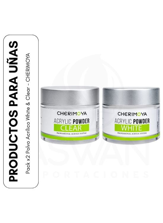 PACK X2 POLVO ACRÍLICO WHITE Y CLEAR - CHERIMOYA - 1