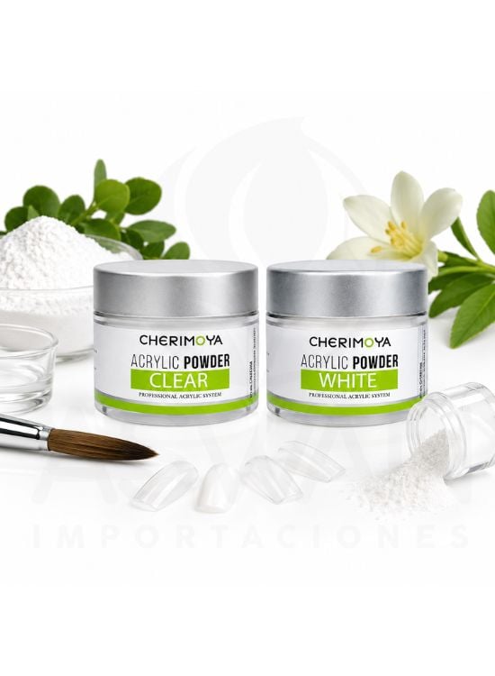PACK X2 POLVO ACRÍLICO WHITE Y CLEAR - CHERIMOYA - 2