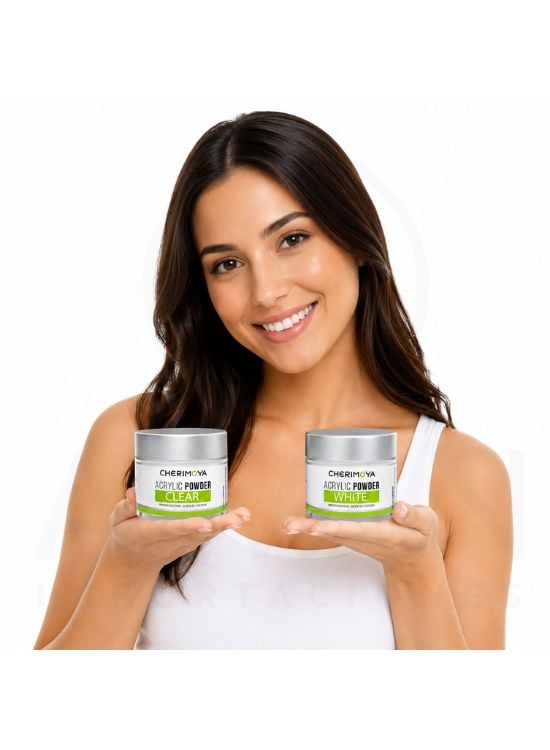 PACK X2 POLVO ACRÍLICO WHITE Y CLEAR - CHERIMOYA - 3