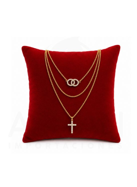 COLLAR TRIPLE DOBLE BAÑO EN ORO PARA DAMA - 2