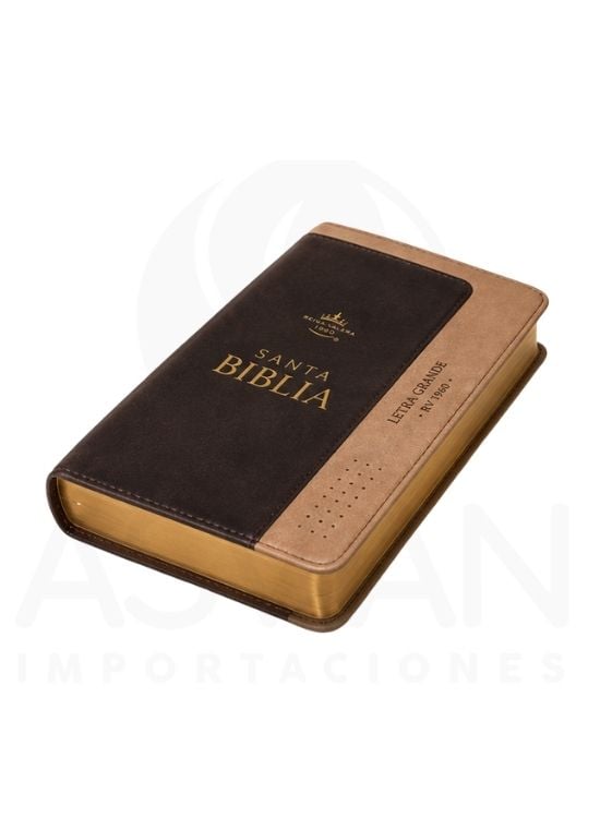 BIBLIA RVR60 TAMAÑO COMPACTO LETRA GRANDE PIEL BICOLOR CAFÉ - 2