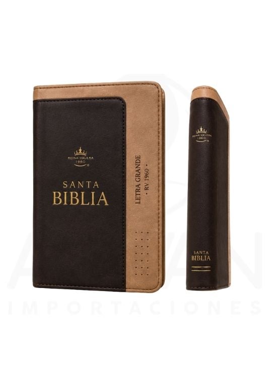 BIBLIA RVR60 TAMAÑO COMPACTO LETRA GRANDE PIEL BICOLOR CAFÉ - 3