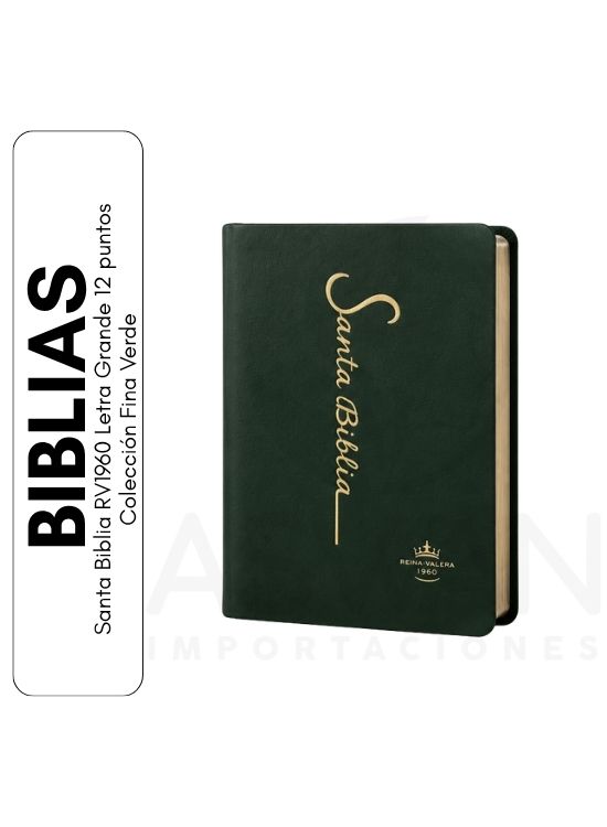 SANTA BIBLIA RV1960 LETRA GRANDE 12 PUNTOS COLECCIÓN FINA VERDE - 1