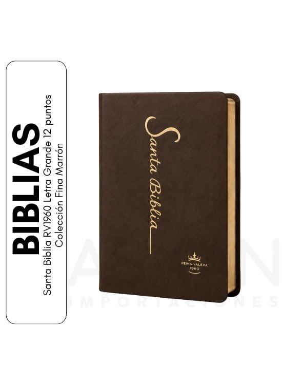 SANTA BIBLIA RV1960 LETRA GRANDE 12 PUNTOS COLECCIÓN FINA MARRÓN - 1