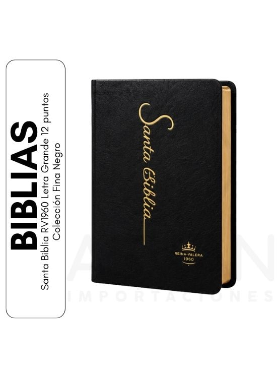 SANTA BIBLIA RV1960 LETRA GRANDE 12 PUNTOS COLECCIÓN FINA NEGRO - 1