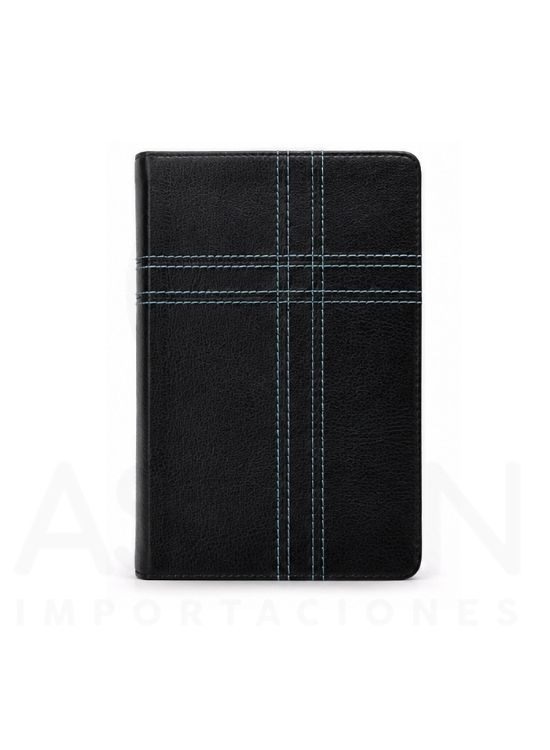 BIBLIA BILINGÜE RVR60/KJV TAPA FLEXIBLE NEGRO CRUZ VERDE BORDADA - 2