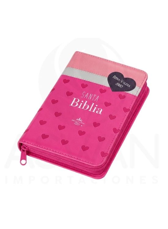 BIBLIA REINA VALERA 1960 LETRA 8PTS CIERRE - ROSA Y CORAZÓN - 2