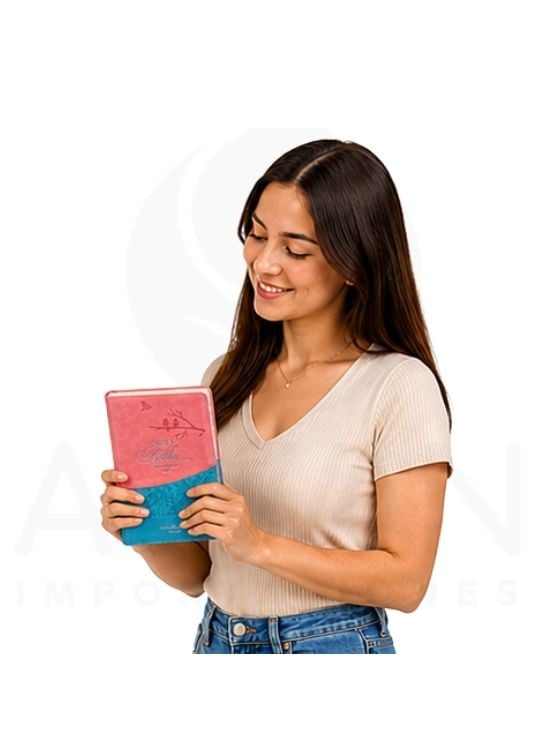 BIBLIA RVR60 ROSA AZUL PÁJAROS IMITACIÓN PIEL CIERRE - 3