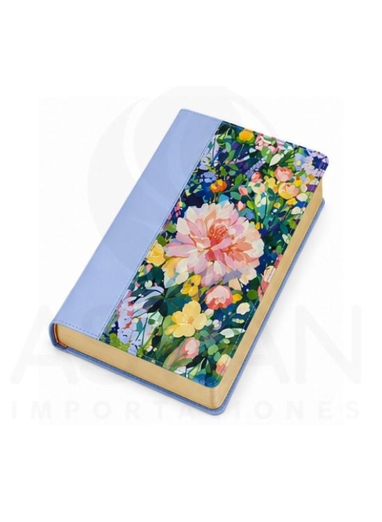 BIBLIA CON CIERRE LETRA GIGANTE MANUAL RV1960, IMIT. PIEL CELESTE FLORAL CON ÍNDICE - 2