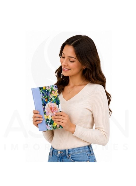 BIBLIA CON CIERRE LETRA GIGANTE MANUAL RV1960, IMIT. PIEL CELESTE FLORAL CON ÍNDICE - 3