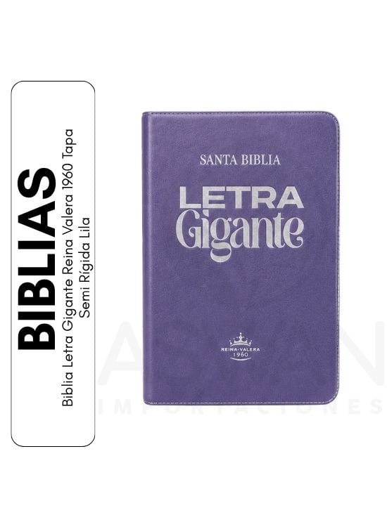 BIBLIA LETRA GIGANTE REINA VALERA 1960 TAPA SEMI RÍGIDA LILA - 1