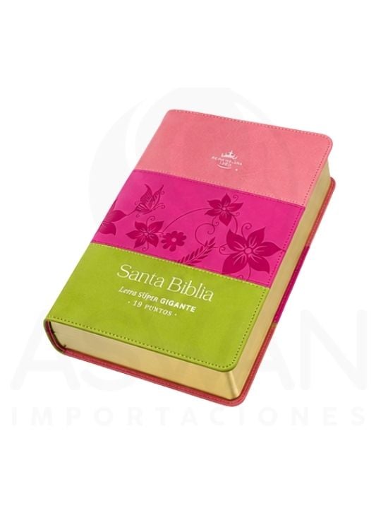 BIBLIA CON CIERRE COMPACTA 11 PUNTOS RV1960, IMIT TRICOLOR ROSA FUCSIA LIMA - 2