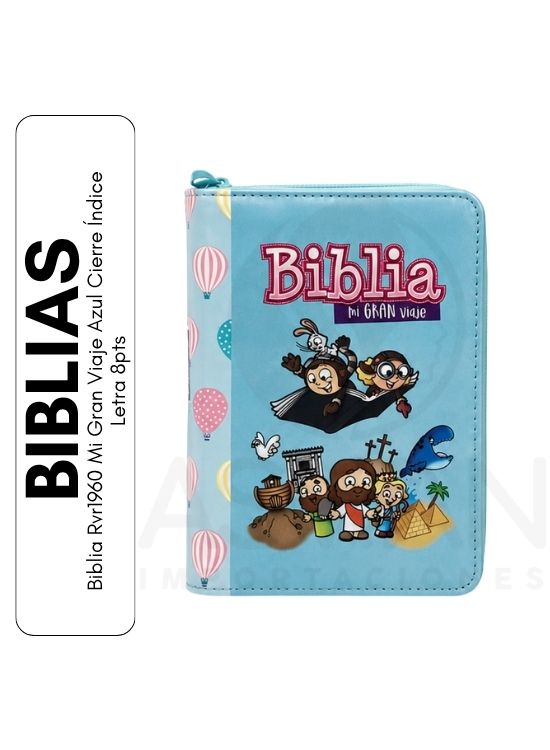 BIBLIA RVR1960 MI GRAN VIAJE AZUL CIERRE ÍNDICE LETRA 8PTS - 1