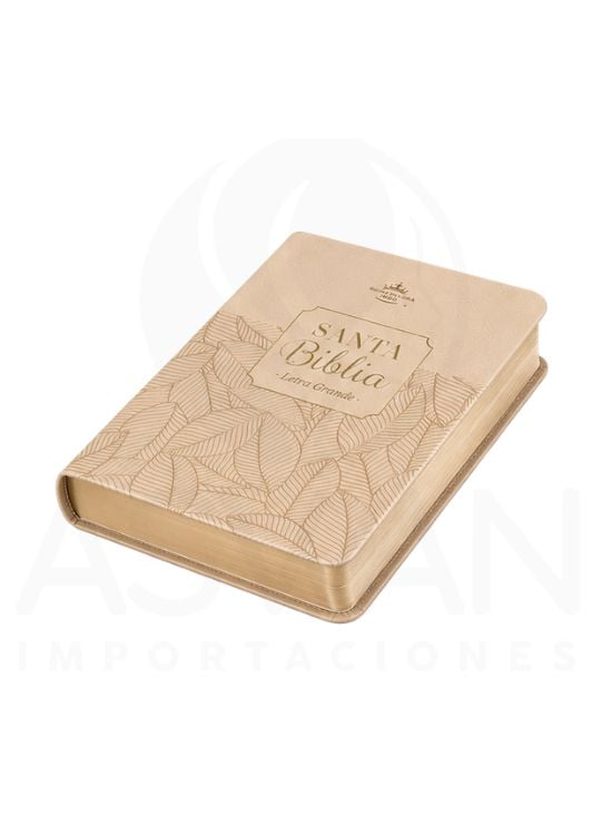 BIBLIA REINA VALERA 1960 LETRA GRANDE SIMIL PIEL BEIGE HOJAS - 2