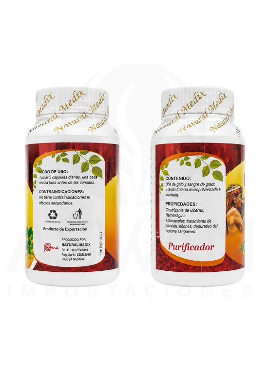 UÑA DE GATO MAS SANGRE DE GRADO 100 CAP - NATURAL MEDIX - 2