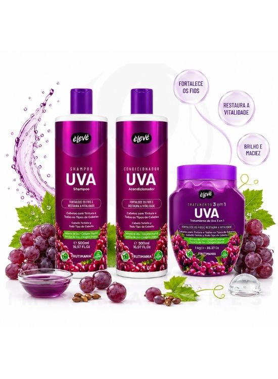 PACK UVA SHAMPOO Y ACONDICIONADOR 500 ML Y TRATAMIENTO - ELEVE - 3