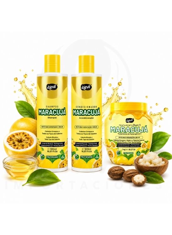 PACK MARACUJÁ SHAMPOO Y ACONDICIONADOR 500 ML Y TRATAMIENTO - ELEVE - 2