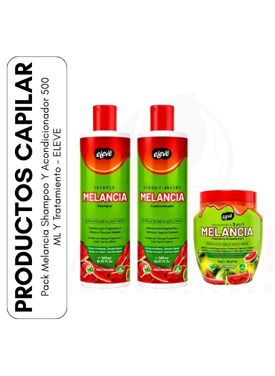 PACK MELANCIA SHAMPOO Y ACONDICIONADOR 500 ML Y TRATAMIENTO - ELEVE - 1