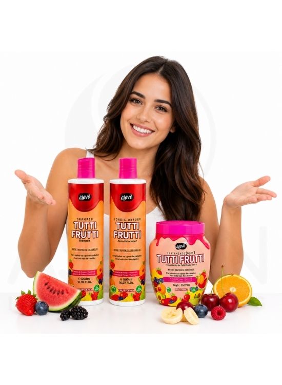 PACK TUTTI FRUTTI SHAMPOO Y ACONDICIONADOR 500 ML Y TRATAMIENTO - ELEVE - 3