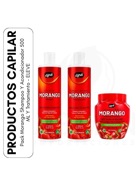 PACK MORANGO SHAMPOO Y ACONDICIONADOR 500 ML Y TRATAMIENTO - ELEVE - 1