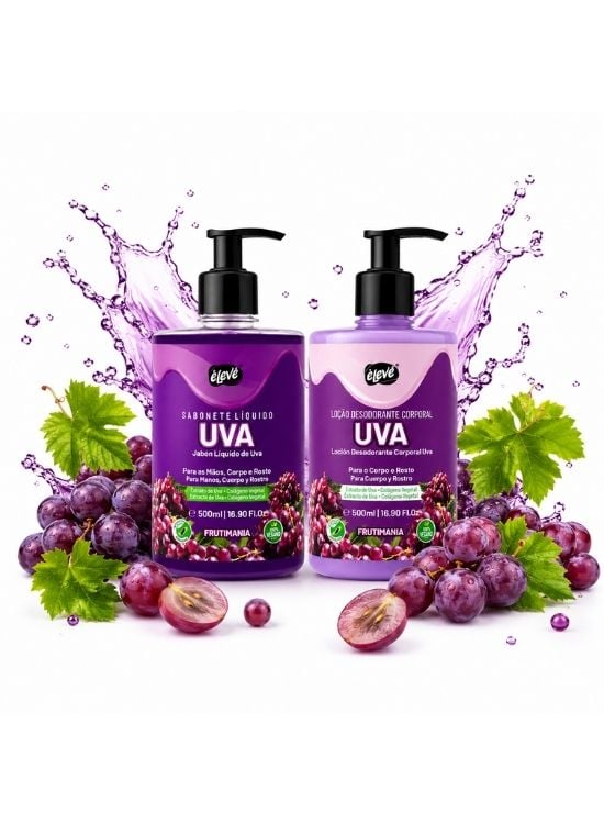 PACK JABÓN LÍQUIDO Y LOCIÓN DESODORANTE CORPORAL UVA 500 ML - ELEVE - 2