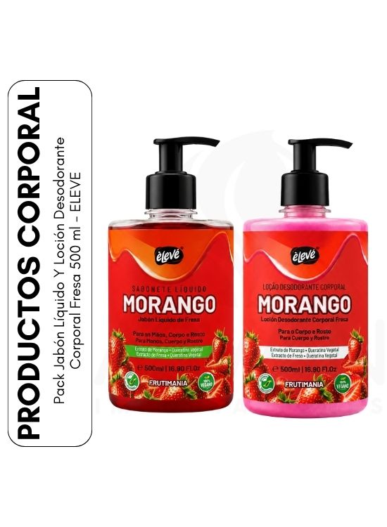 PACK JABÓN LÍQUIDO Y LOCIÓN DESODORANTE CORPORAL FRESA 500 ML - ELEVE - 1