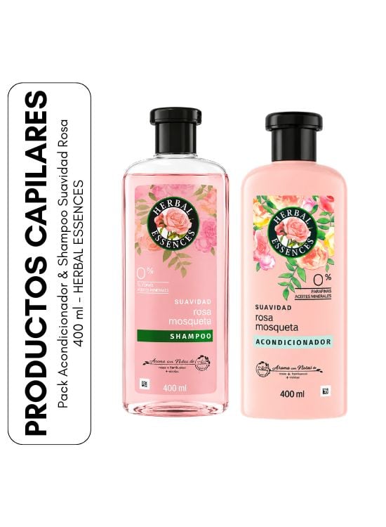 PACK ACONDICIONADOR Y SHAMPOO SUAVIDAD ROSA 400 ML - HERBAL ESSENCES - 1