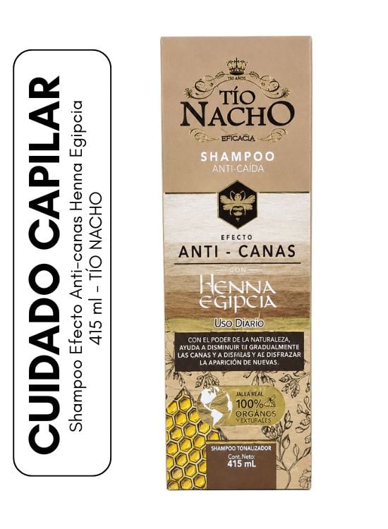 SHAMPOO EFECTO ANTI-CANAS HENNA EGIPCIA 415 ML - TÍO NACHO - 1