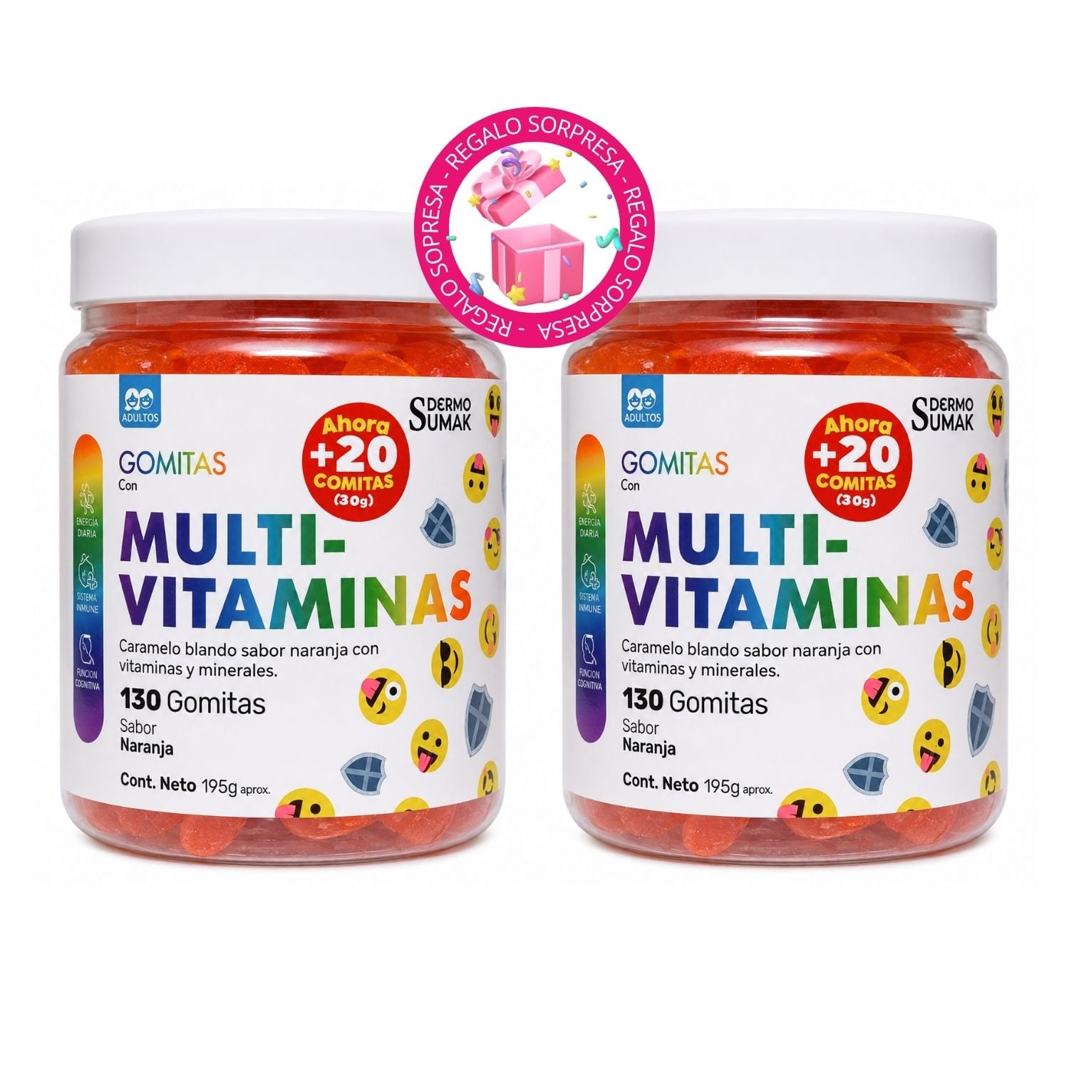 PACK X2 GOMITAS MULTIVITAMINAS ADULTOS - DERMO SUMAK - 1