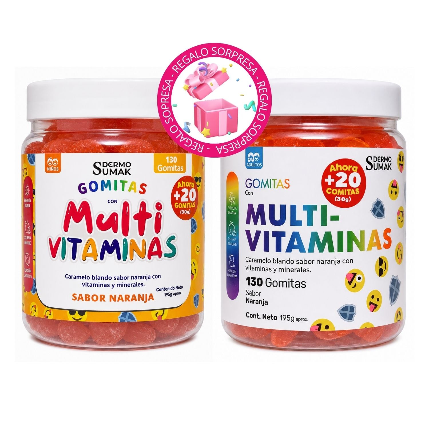 PACK X2 GOMITAS MULTIVITAMINAS NIÑOS Y ADULTOS - DERMO SUMAK - 1