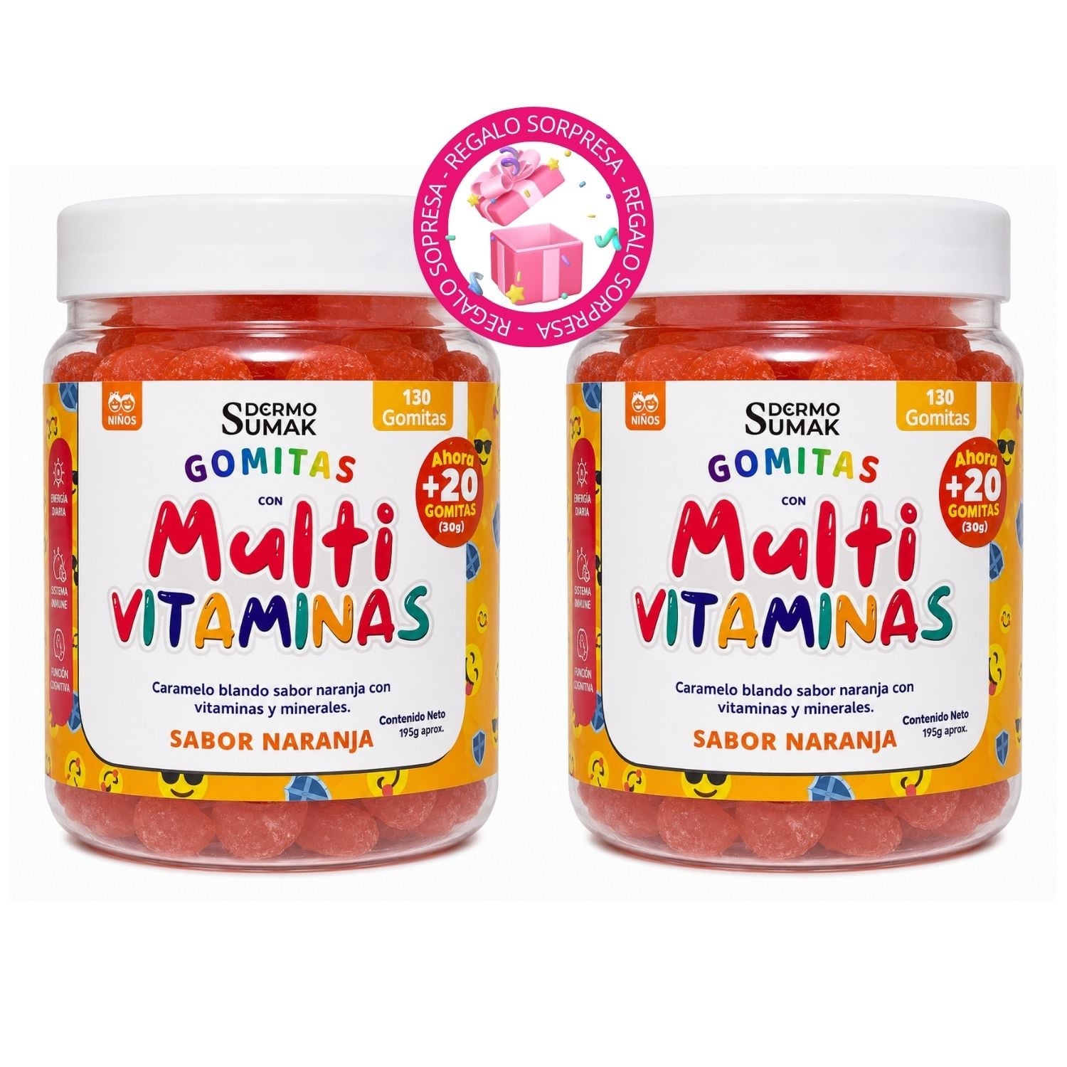 PACK X2 GOMITAS MULTIVITAMINAS NIÑOS - DERMO SUMAK - 1