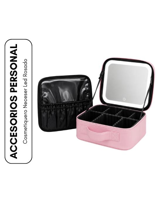 COSMETIQUERO NECESER LED ROSADO - 1