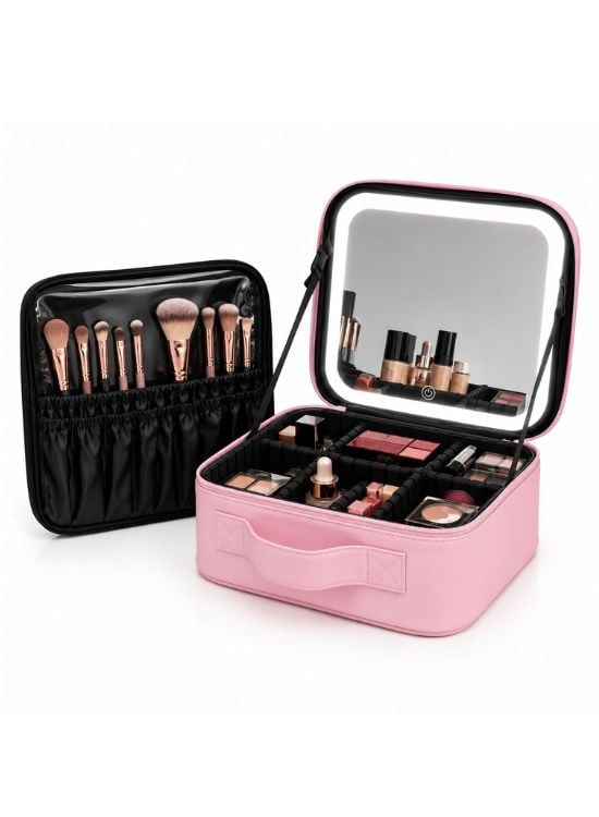 COSMETIQUERO NECESER LED ROSADO - 2