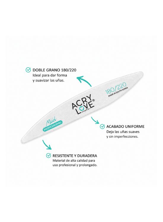 LIMA DE UÑAS PROFESIONAL ACRY LOVE 180/220 - 2