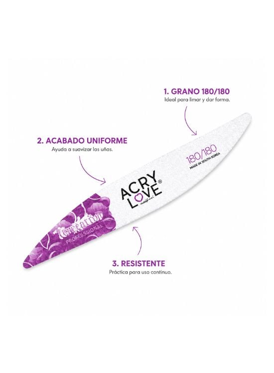 LIMA DE UÑAS PROFESIONAL ACRY LOVE 180/180 - 2