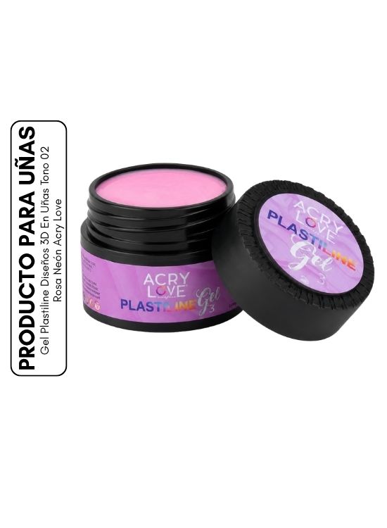 GEL PLASTILINE DISEÑOS 3D EN UÑAS TONO 02 ROSA NEÓN ACRY LOVE - 1