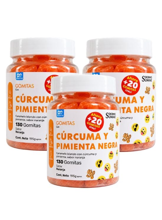 PACK X3 GOMITAS CÚRCUMA Y PIMIENTA NEGRA - DERMO SUMAK - 1