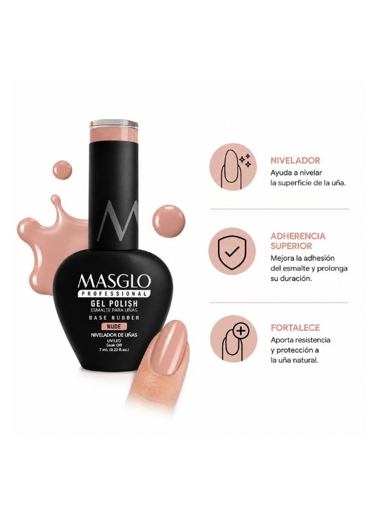 GEL POLISH BASE RUBBER NUDE 7 ML - MASGLO - 2