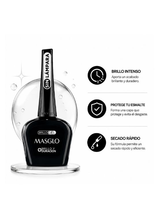 BRILLO GEL TOP SIN LÁMPARA 13.5 ML - MASGLO - 2