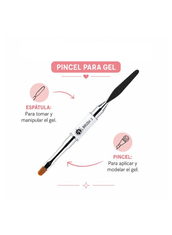 PINCEL DOBLE PARA GEL DE UÑAS - MC NAILS - 2