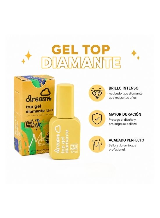 DREAMS TOP GEL DIAMANTE 12 ML - MC NAILS - 2